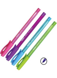 Colored Ballpoint Jet Ball Pen 1.0 mm 4 Pieces (Pink - Light Blue - Light Green - Purple)