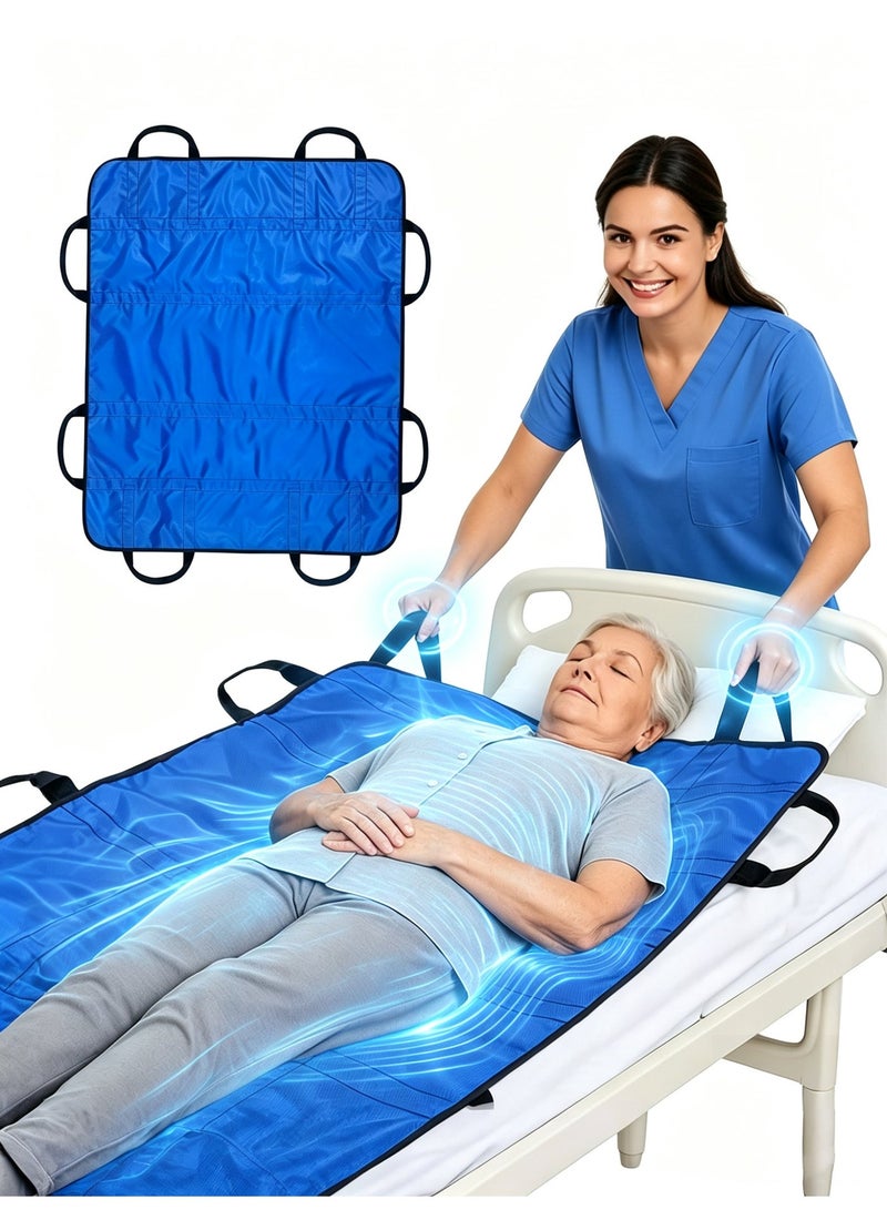 Vicalo Positioning Bed Pad Multipurpose 45" x 36"  with Reinforced Handles - Reusable & Washable Transfer Sheet for Turning, Lifting & Repositioning Blue - Image 1