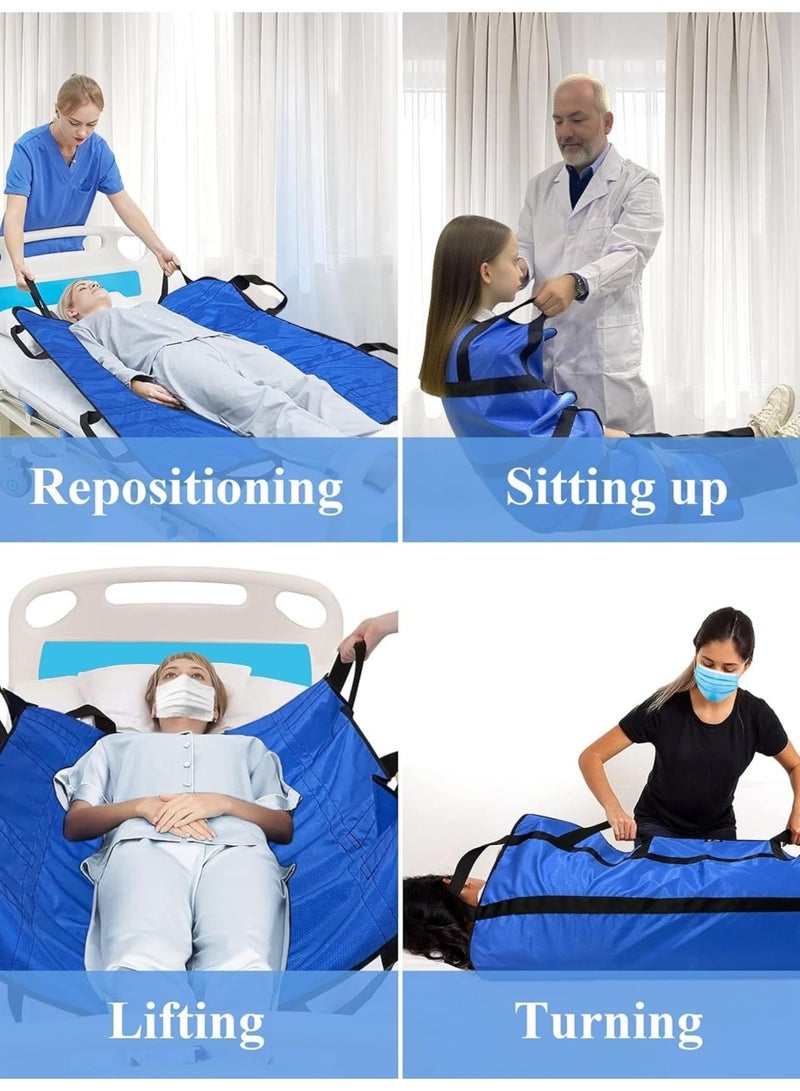 Vicalo Positioning Bed Pad Multipurpose 45" x 36"  with Reinforced Handles - Reusable & Washable Transfer Sheet for Turning, Lifting & Repositioning Blue - Image 3