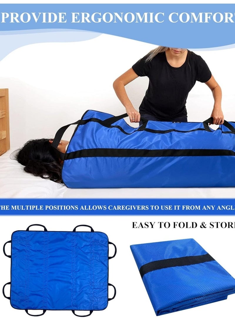 Vicalo Positioning Bed Pad Multipurpose 45" x 36"  with Reinforced Handles - Reusable & Washable Transfer Sheet for Turning, Lifting & Repositioning Blue - Image 4