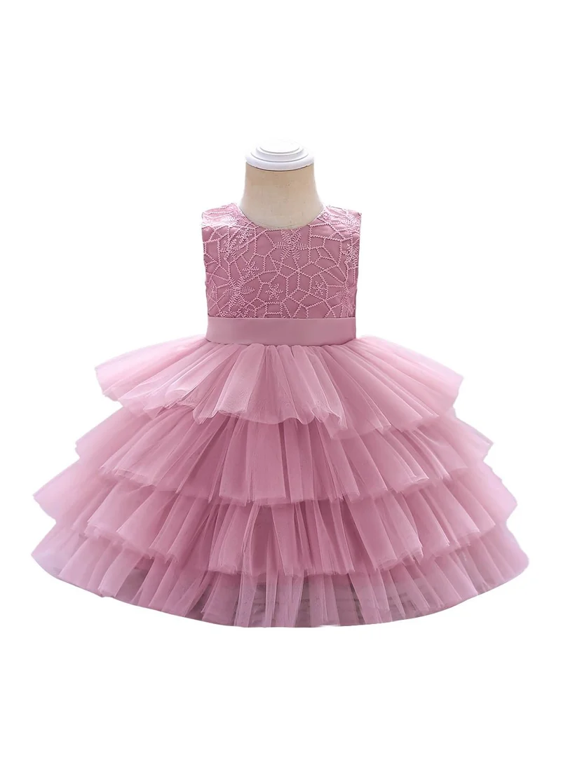 babyqlo Pretty pink knee-length party dress for girls