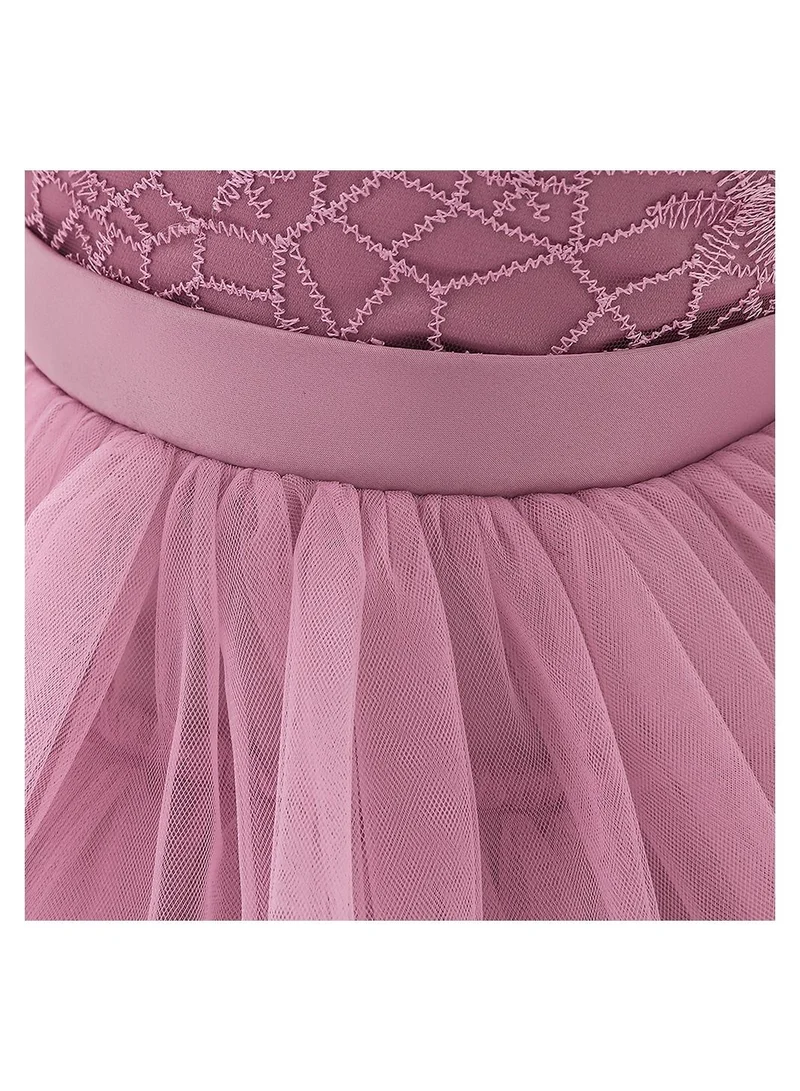 babyqlo Pretty pink knee-length party dress for girls