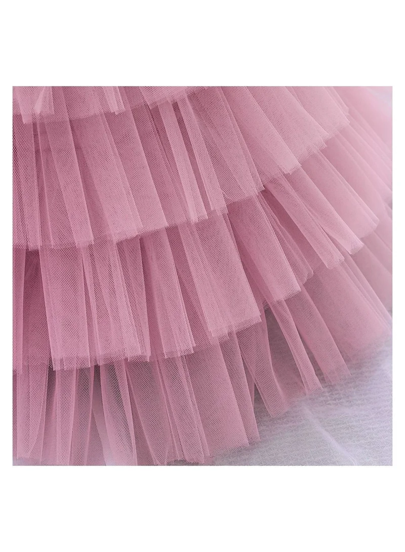 babyqlo Pretty pink knee-length party dress for girls