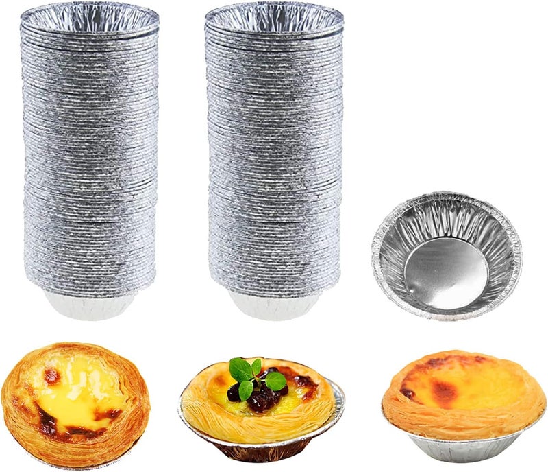 HLCM 100 Pcs Aluminum Foil Mini Pans, Great for Baking Tarts, Quiche, Pudding, etc. - Image 1