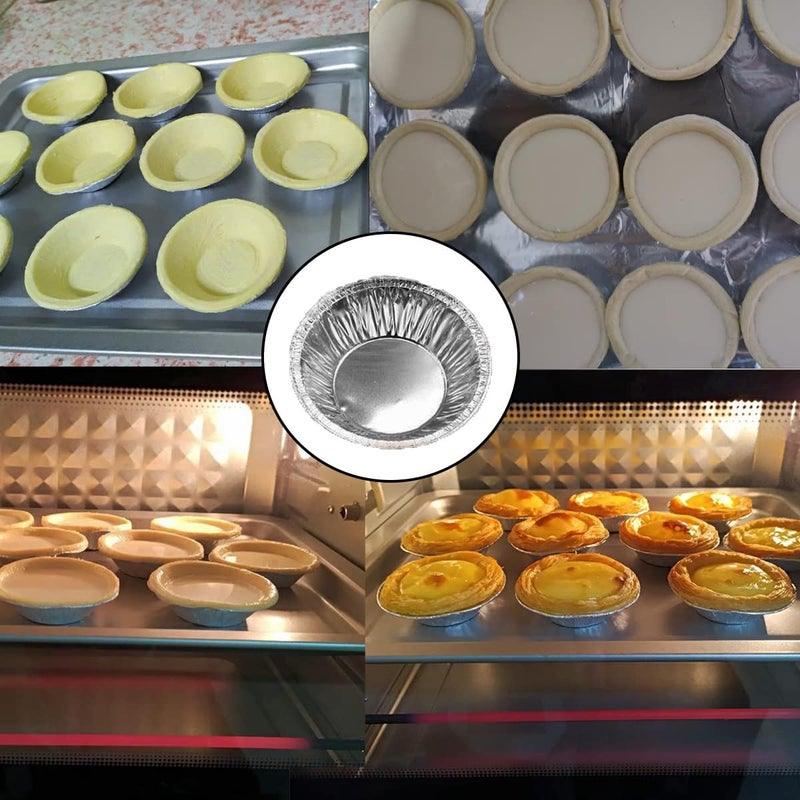 HLCM 100 Pcs Aluminum Foil Mini Pans, Great for Baking Tarts, Quiche, Pudding, etc. - Image 3