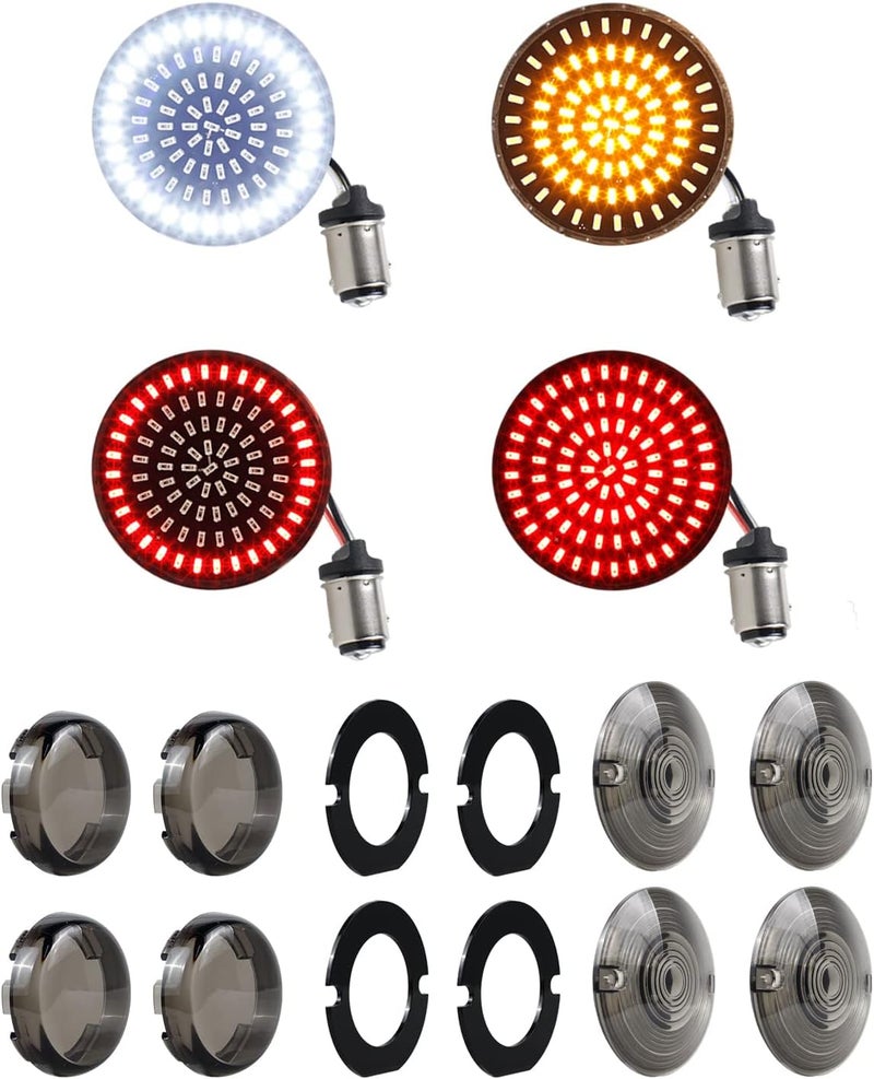 NTHREEAUTO 1157 LED Turn Signal Lights with Smoked Lens for Harley Motorcycles - Image 1