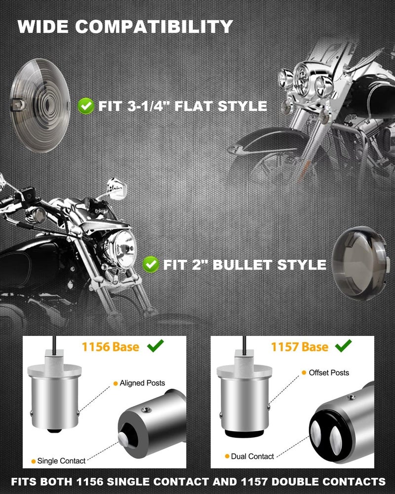 NTHREEAUTO 1157 LED Turn Signal Lights with Smoked Lens for Harley Motorcycles - Image 3