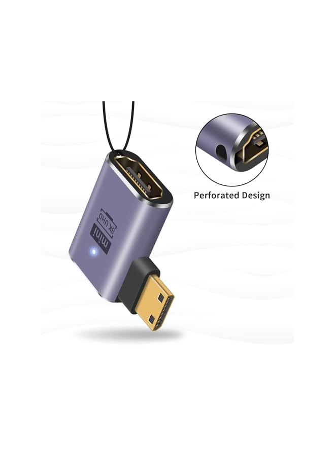 Excefore Mini Hdmi To Hdmi Adapter 8K 3 Pcs 90 Degree Left And Right Angle Mini Hdmi Male To Hdmi Female Adapter 48Gbps Mini Hdmi Adapter For Camera Hdtv Projector Laptop And Tablet  - Image 4