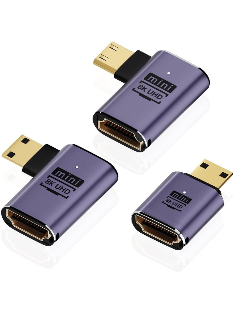 Excefore Mini Hdmi To Hdmi Adapter 8K 3 Pcs 90 Degree Left And Right Angle Mini Hdmi Male To Hdmi Female Adapter 48Gbps Mini Hdmi Adapter For Camera Hdtv Projector Laptop And Tablet  - Image 1