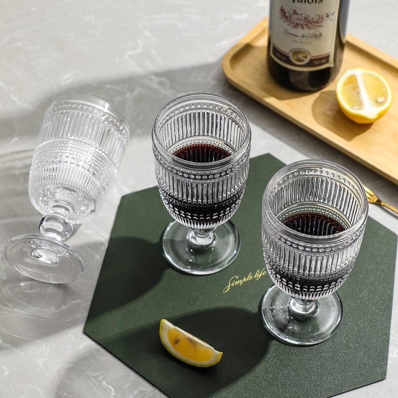 G G Pearl and Ribbed Vintage Goblets Iced Tea 105 oz set of 6 Water Goblets Beverage Glass Set for Wine Soda Juice Drinking Glass with Stem Perfect for Dinner Parties Bars Restaurants - Image 4