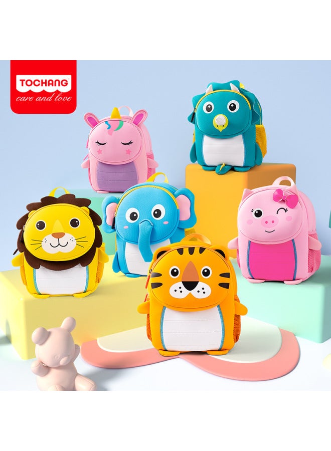Diving Material Children's Bag Cartoon Cute 3D Three-dimensional Shape Kindergarten Small Schoolbag Out Of Light Shoulder Bag-Color:Stereo-Lion - Image 2