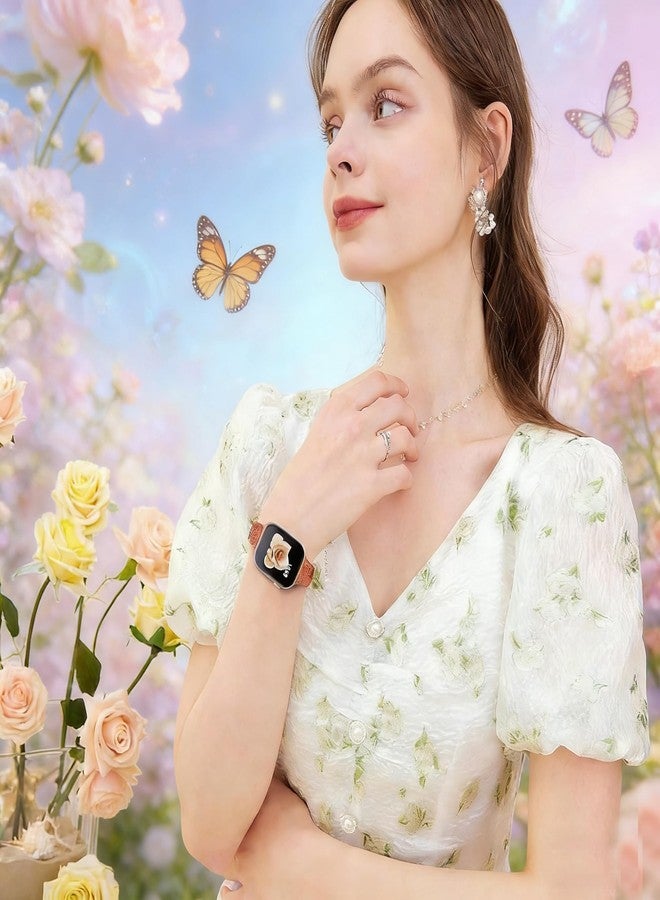 امسكاي مجموعة AMSKY من 6 أساور رفيعة محفورة بنقوش زهرية، متوافقة مع ساعات Apple Watch بمقاسات 40 مم، 41 مم، 42 مم، 38 مم، 44 مم، 45 مم، 46 مم، 49 مم، للنساء. سوار رياضي أنيق من السيليكون لساعات iWatch Series 10 Ultra و9 و8 و7 و6 و5 و4 و3 و2 و1 وSE. - Image 5