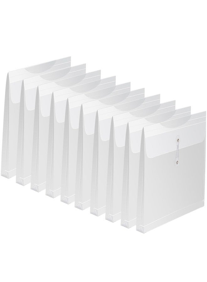 EGOSKY Clear Poly Envelopes with String Closure, 10 Pack Transparent Envelope Folders with Top Opening, Reusable Plastic File Folders for School and Office Suppiles - Image 1