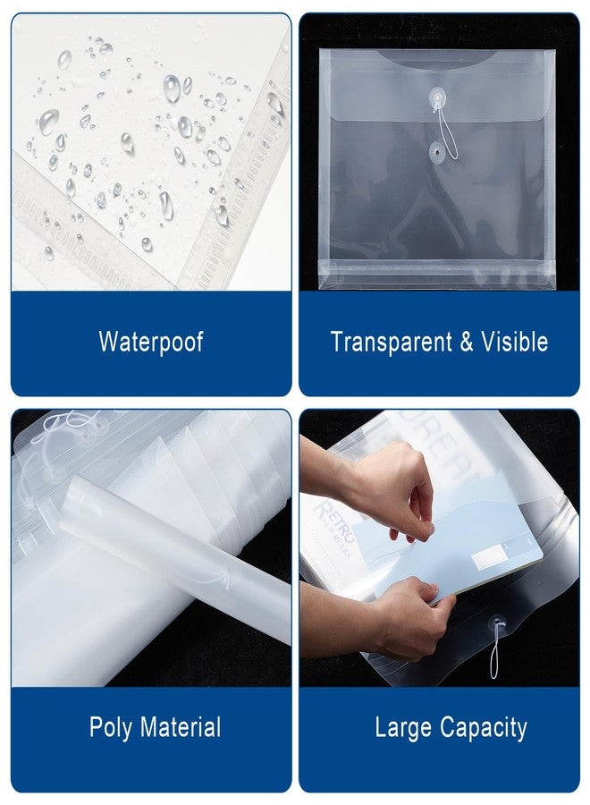 EGOSKY Clear Poly Envelopes with String Closure, 10 Pack Transparent Envelope Folders with Top Opening, Reusable Plastic File Folders for School and Office Suppiles - Image 3