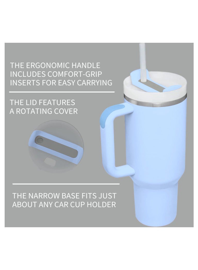Unique Home 40oz Stainless Steel Vacuum Insulated Tumbler with Lid & Straw | Leakproof Travel Mug for Water, Coffee, Iced Tea & Smoothies (Blue)  - Image 4