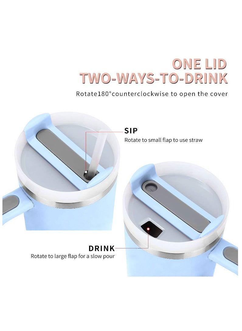 Unique Home 40oz Stainless Steel Vacuum Insulated Tumbler with Lid & Straw | Leakproof Travel Mug for Water, Coffee, Iced Tea & Smoothies (Blue)  - Image 5
