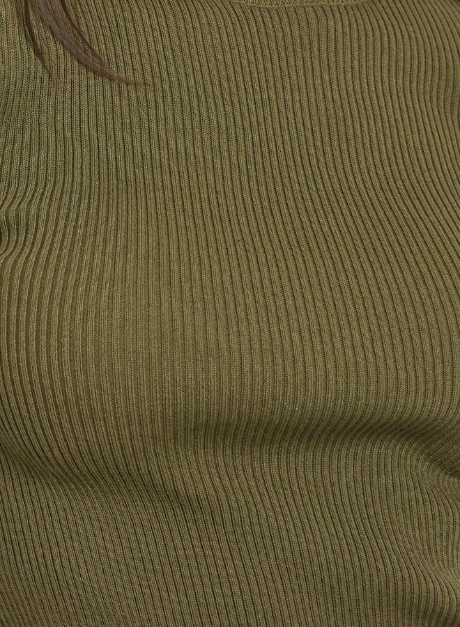 Styli Olive Green Ribbed Turtleneck Sweater - Image 4