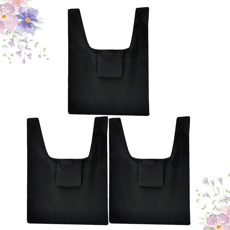 6 Pcs Large Capacity Shopping Bags Foldable Storage Pouch Shopping Pouch Portable Outdoor Tote Bag(Black) - Image 4