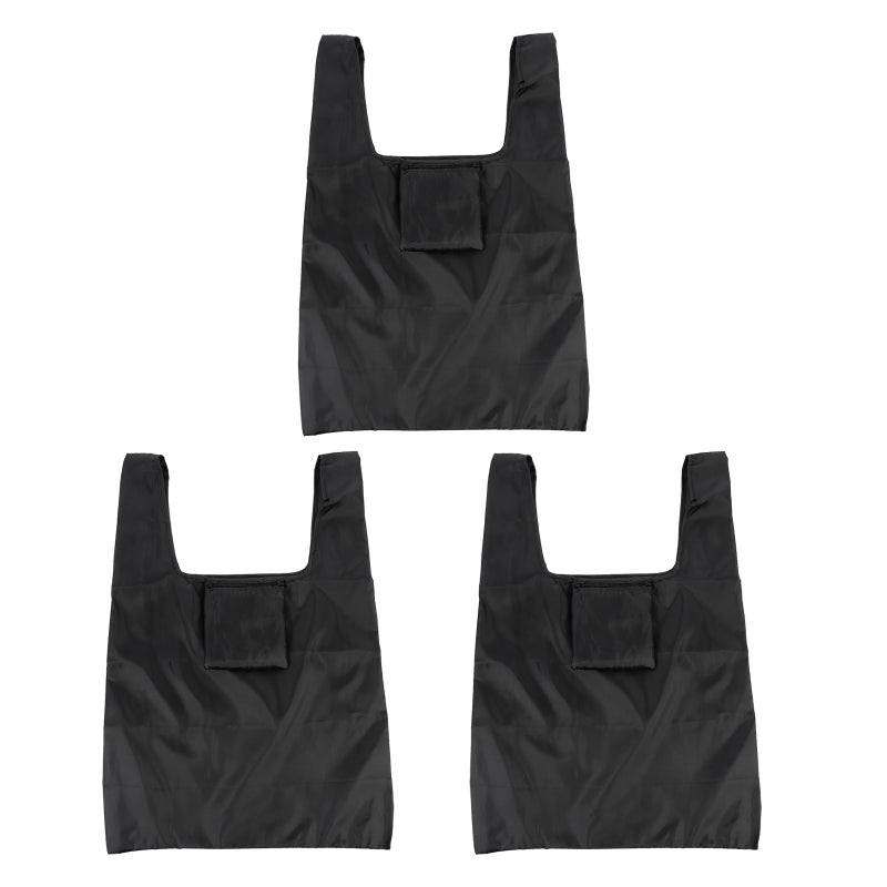 6 Pcs Large Capacity Shopping Bags Foldable Storage Pouch Shopping Pouch Portable Outdoor Tote Bag(Black) - Image 3