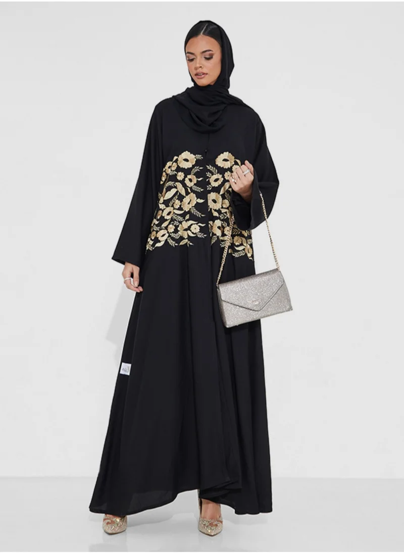 Rosette Abaya French abaya with embroidery design
