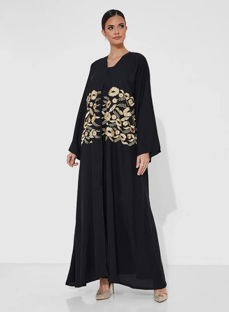 Rosette Abaya French abaya with embroidery design