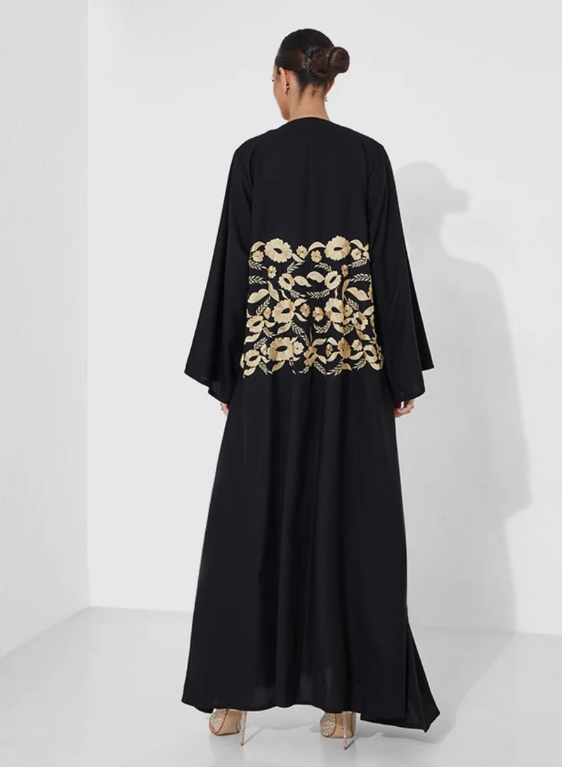 Rosette Abaya French abaya with embroidery design