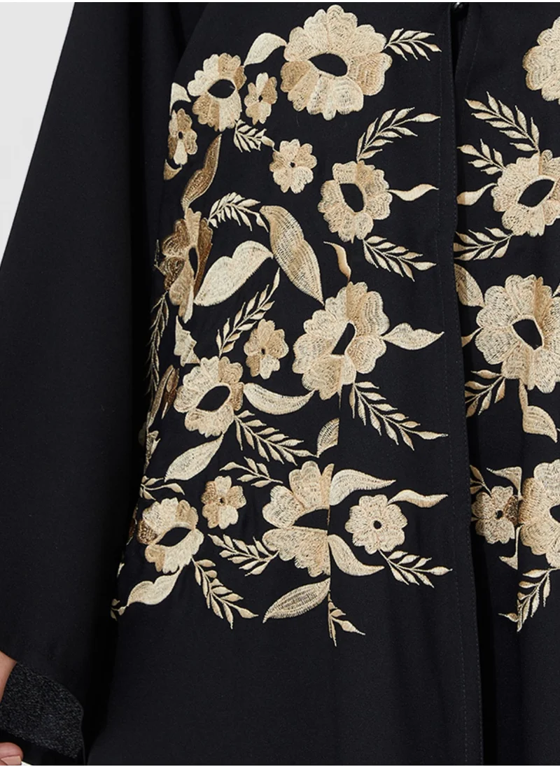 Rosette Abaya French abaya with embroidery design
