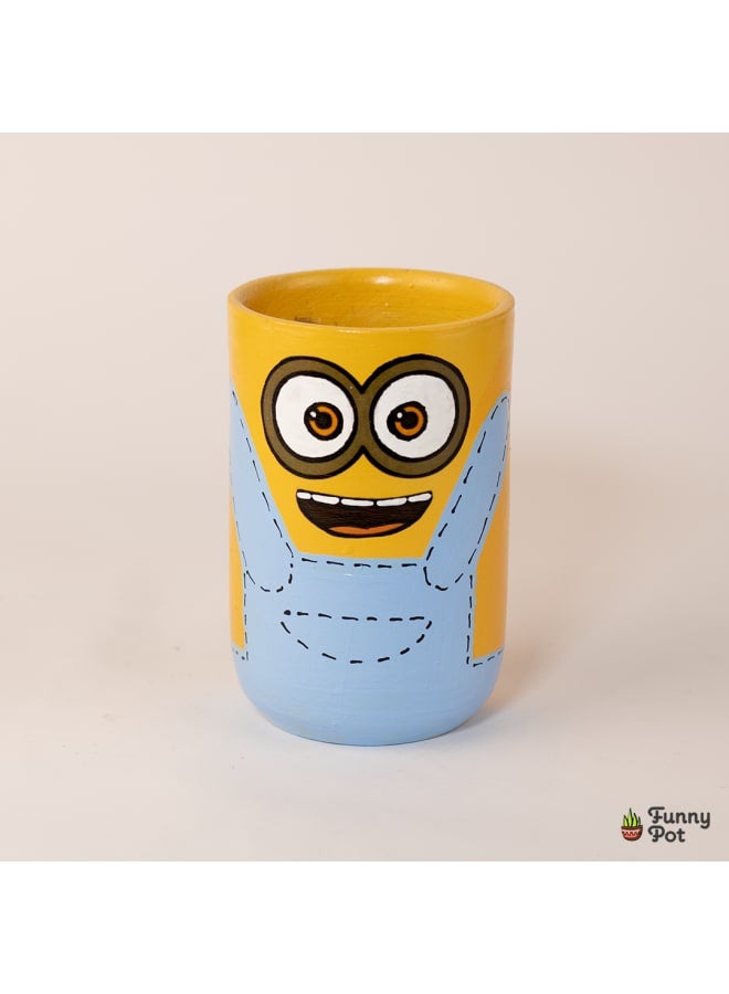 Handmade pottery empty pot - yellow - 12*10 cm