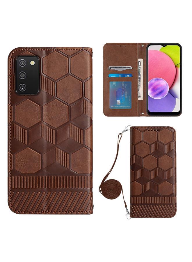 S-TOP Case For Samsung Galaxy A03S 164mm India Crossbody Football Texture Magnetic PU Phone Case - Image 1