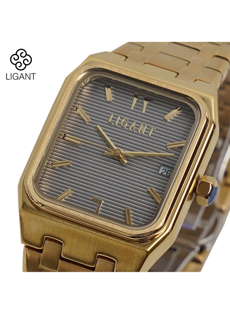 LIGANT Luxury Men's Watch in Gold - Premium Stainless Steel Elegant Design - Modern Metallic Wristwatch for Business & Events - Image 2