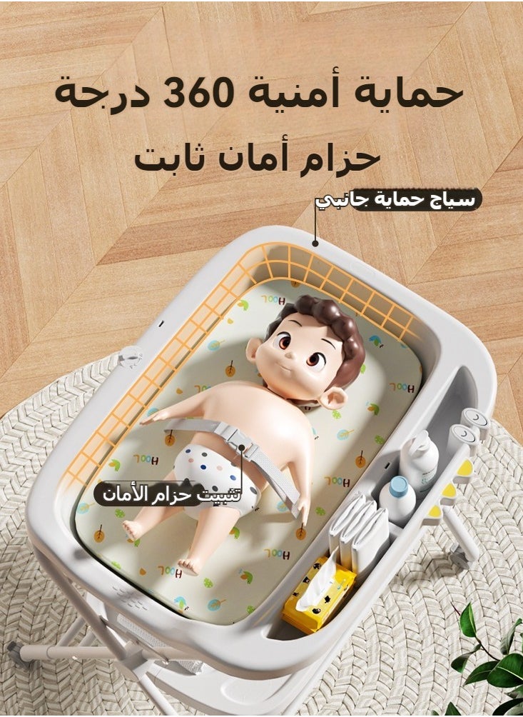 XiuWoo Water-Proof Baby Changing Table with Wheels, Foldable Adjustable Height Diaper Changing Tables with Changing Pad & Storage Rack Diaper Station for Newborn Baby and Infant  - Image 2