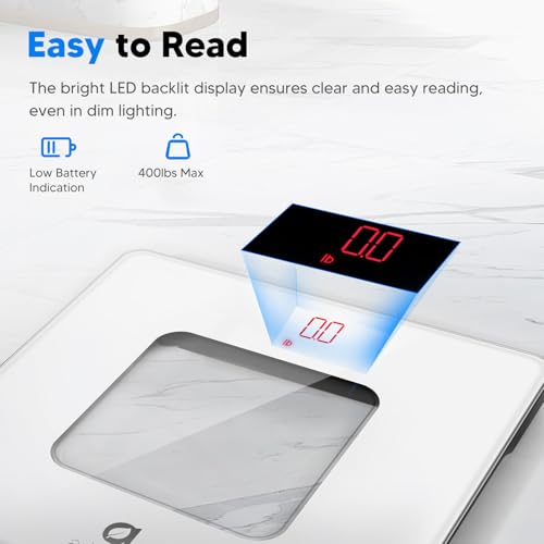 arboleaf Scale for Body Weight, High-Precision Digital Bathroom Scale with LED Display, Sleek & Durable, 400lb Capacity for Home Use - Image 3