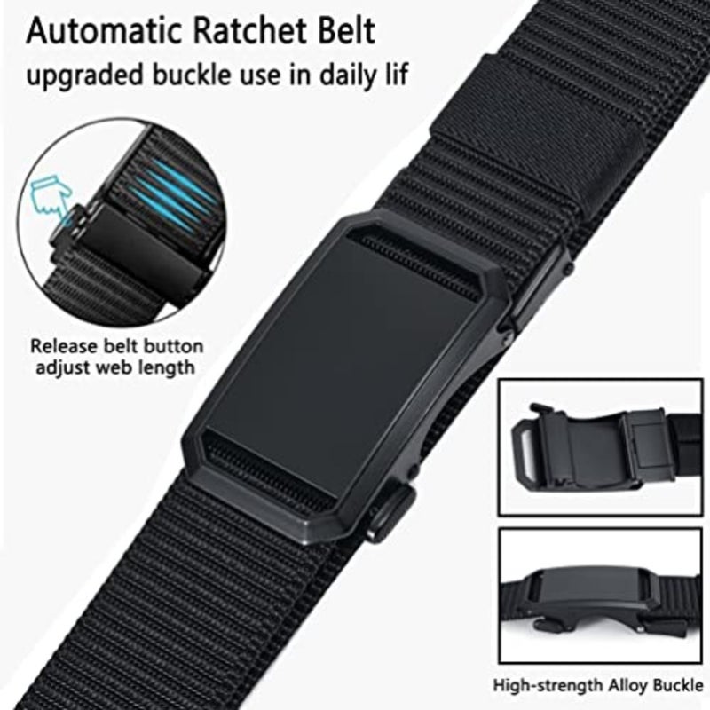 LionVII Ratchet Belts for Men - Mens Fashion Belt Nylon Fabric 1 3/8 for Casual Jeans - Adjustable Trim to Fit 27-46 Waist - Image 3