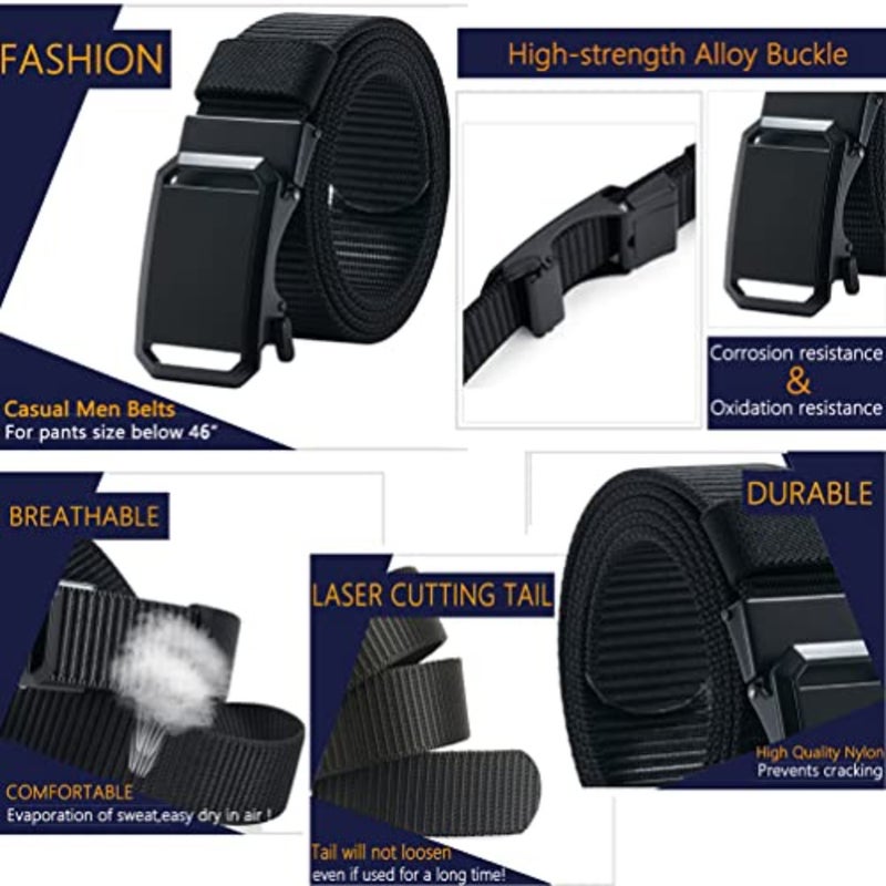 LionVII Ratchet Belts for Men - Mens Fashion Belt Nylon Fabric 1 3/8 for Casual Jeans - Adjustable Trim to Fit 27-46 Waist - Image 5