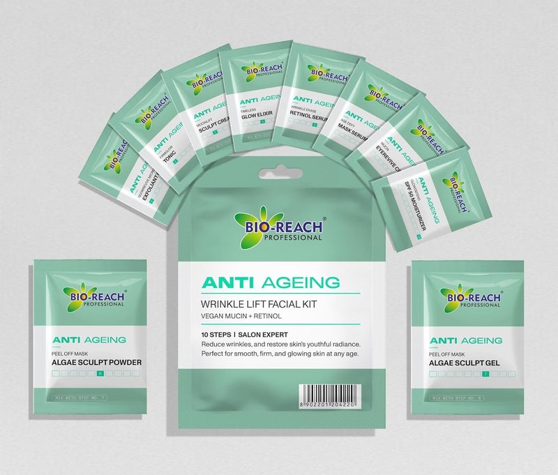 BIO-Reach BioReach Professional AntiAgeing Wrinkle Lift Facial Kit 10Step Salon Expert Treatment Vegan Mucin Retinol 150ml - Image 2