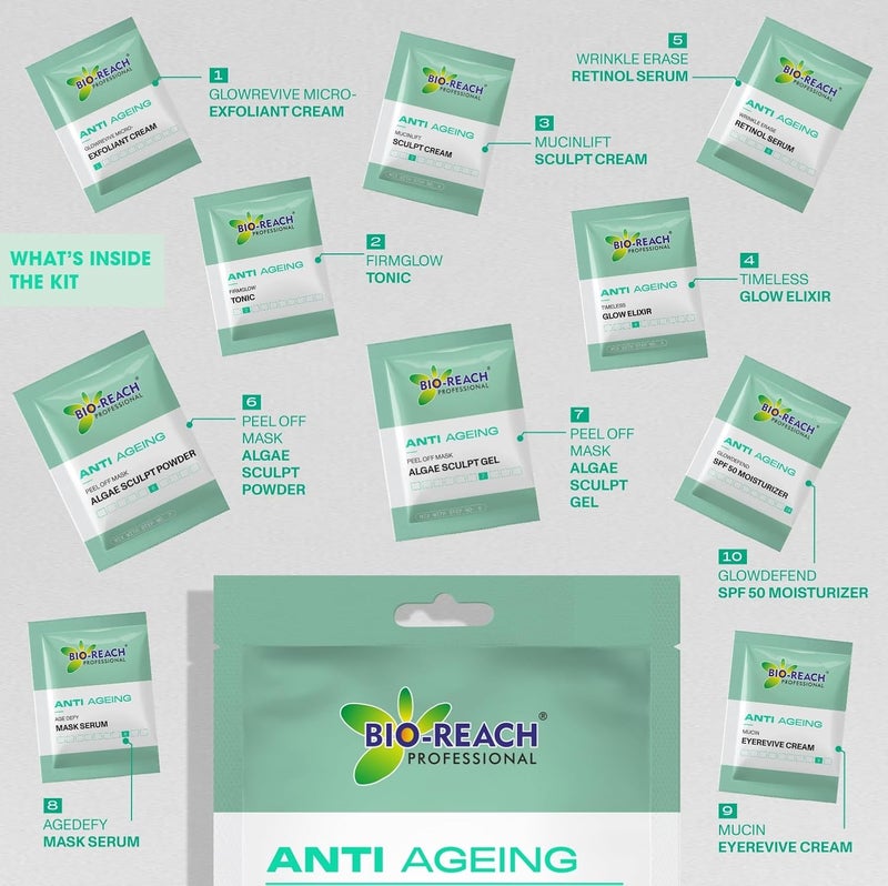BIO-Reach BioReach Professional AntiAgeing Wrinkle Lift Facial Kit 10Step Salon Expert Treatment Vegan Mucin Retinol 150ml - Image 4