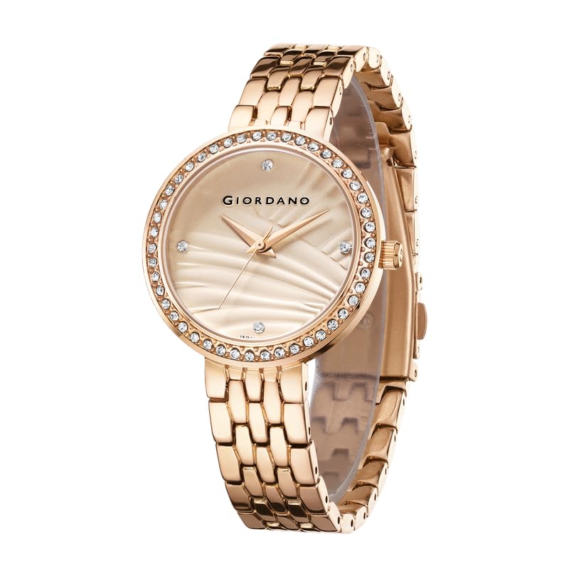 Giordano Analog Stylish Watch for Women with Crystal Bezel & Textured Dial and Stainless Steel Strap - Image 1