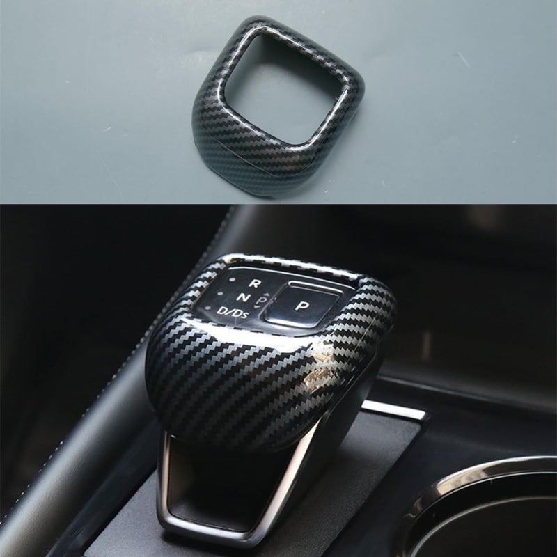 ZiWen New Interior Trim Center Gear Shift Knob Cover Accessories for Nissan Rogue 2021 2022 2023 2024 2025 Pathfinder Carbon Fiber Print