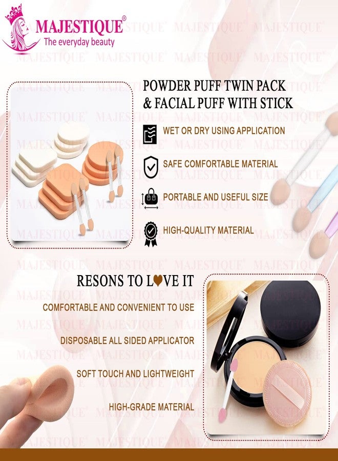 Majestique Powder Puff & Round, Square-Shape, Makeup Sponge with Stick for Liquid, Cream, and Powder - Color May Vary - Image 4
