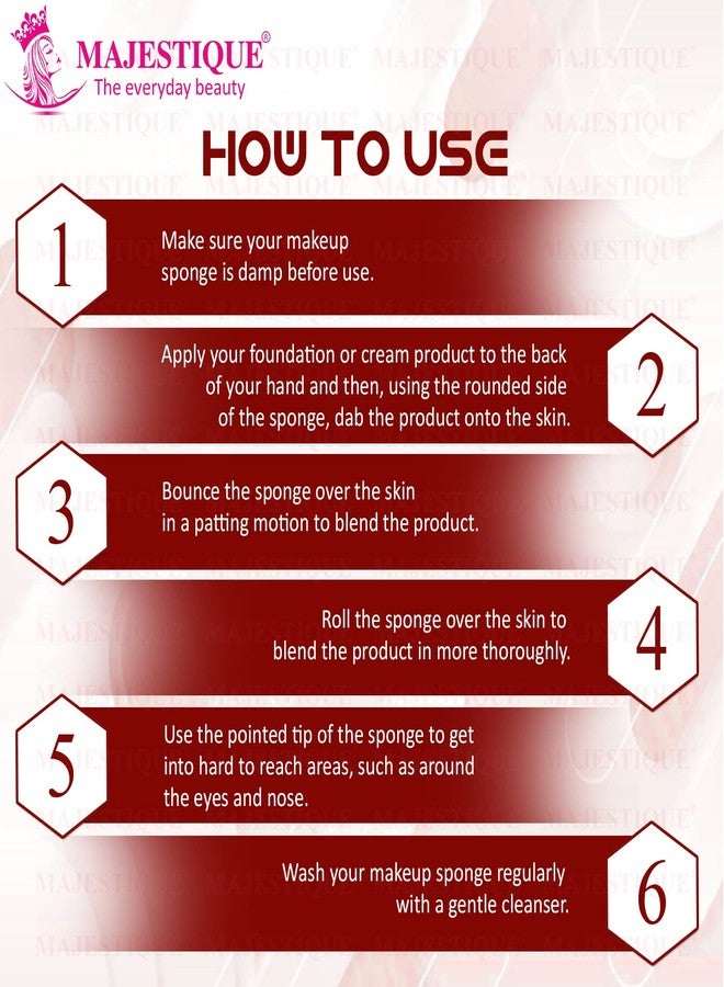 Majestique Powder Puff & Round, Square-Shape, Makeup Sponge with Stick for Liquid, Cream, and Powder - Color May Vary - Image 3