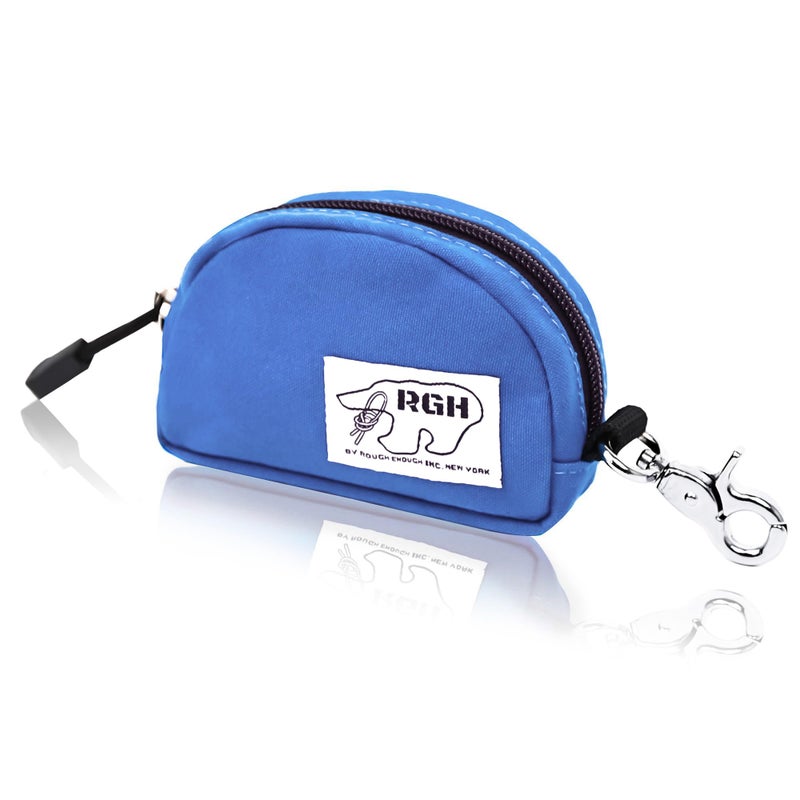 RE ROUGH ENOUGH Rough Enough Small Coin Purse and Card Holder with Clip â€“ Waterproof Canvas & YKK Zipper â€“ Compact Organizer for Earbuds, Cards, Cash (Blue) - Image 1