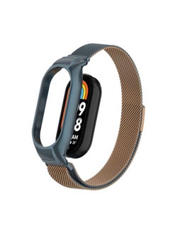 Replacement Strap For Xiaomi Mi Band 8 Integrated Metal Case + Milanese Magnetic Watch Band Gold Grey