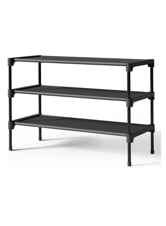 ARNOTEC Shoe Rack Organizer for Closet & Entryway – 3-Tier Stackable Shoe Shelf with Sturdy Metal Frame and Non-Woven Fabric, Freestanding Shoe Storage Rack for Garage, Corridor, Bedroom （70*30*46cm）– Black - Image 2