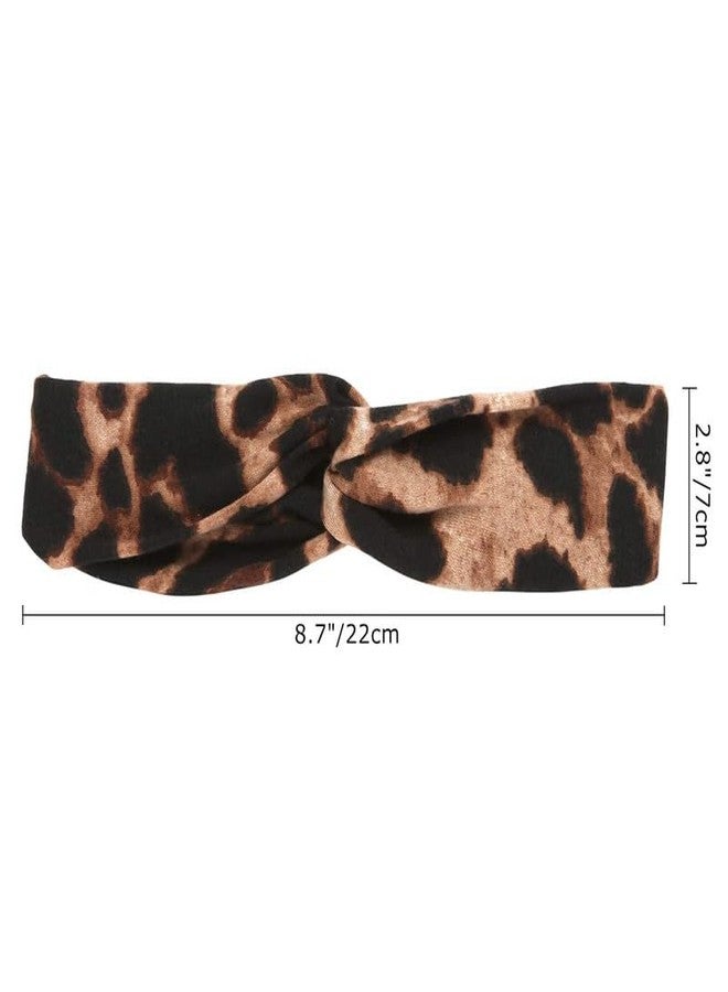 RECTYO GALLERY 4pcs Leopard Print Twisted Criss Cross Elastic Headbands Soft Cotton Hair Bands for Women Girls - Image 2