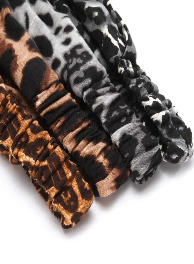 RECTYO GALLERY 4pcs Leopard Print Twisted Criss Cross Elastic Headbands Soft Cotton Hair Bands for Women Girls - Image 4