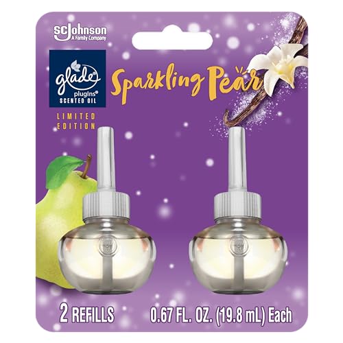 Glade PlugIns Refills Air Freshener, Scented and Essential Oils for Home and Bathroom, Sparkling Pear, 1.34 Fl Oz, 2 Count - Image 1