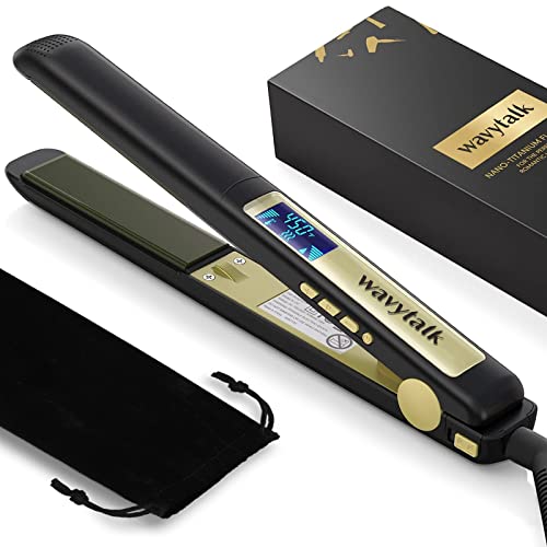 Wavytalk Hair Straightener, 100% Pure Titanium Flat Iron Hair Straightener Dual Voltage Creates Silky Hair Instantly, 1 Inch Flat Iron 170℉-450℉ - Image 1