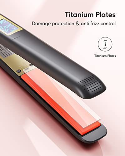 Wavytalk Hair Straightener, 100% Pure Titanium Flat Iron Hair Straightener Dual Voltage Creates Silky Hair Instantly, 1 Inch Flat Iron 170℉-450℉ - Image 2