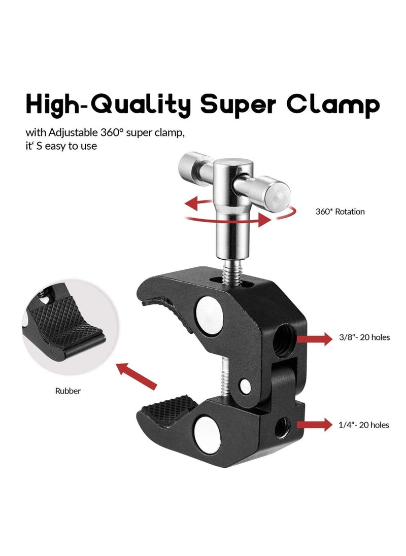 Generic 2Pack Super Clamp Camera Clamp Mount with 1/4/ 3/8 Thread  for Camera Photo Studio Photography Light Stand/Tripod/Monopod/Magic Arm/Flash Light and More  - Image 4
