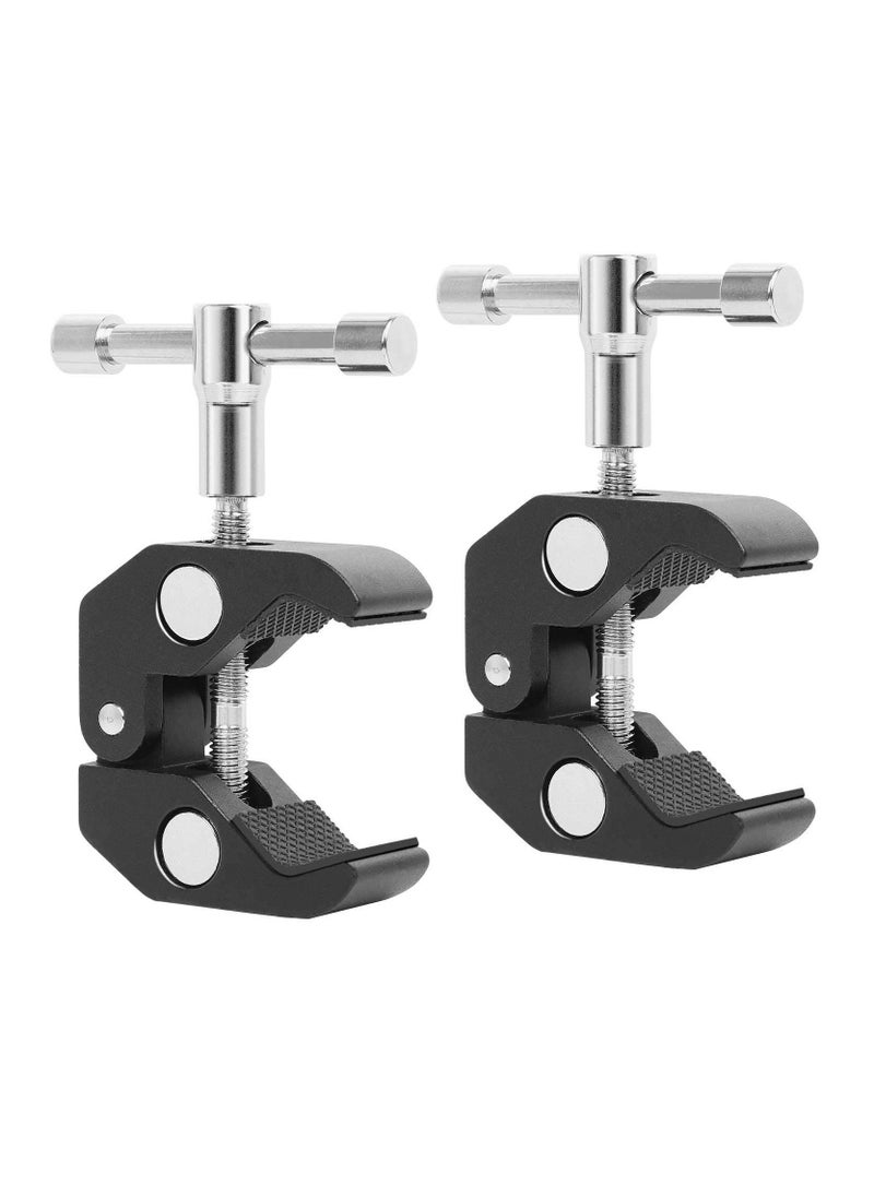 Generic 2Pack Super Clamp Camera Clamp Mount with 1/4/ 3/8 Thread  for Camera Photo Studio Photography Light Stand/Tripod/Monopod/Magic Arm/Flash Light and More  - Image 1